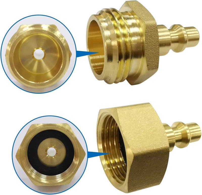 HHYOOSOO Lead-Free Brass Winterize Sprinkler Systems Blowout Plug Quick Connect Air Compressor 1/4" Adapter | Fits Garden Hose 3/4" Threading Water Blowout Adapter Fitting to RV and Campe (2) - Image 2
